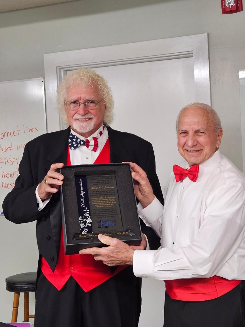 Mr. Dan
          Seliga, Chairman of the Board for Coast Chorale Presents
          Lifetime Achievement Award to Mr. Allen Henson, Artistic
          Director of Coast Chorale